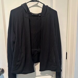 Athleta Black Open-Front Hooded Jacket